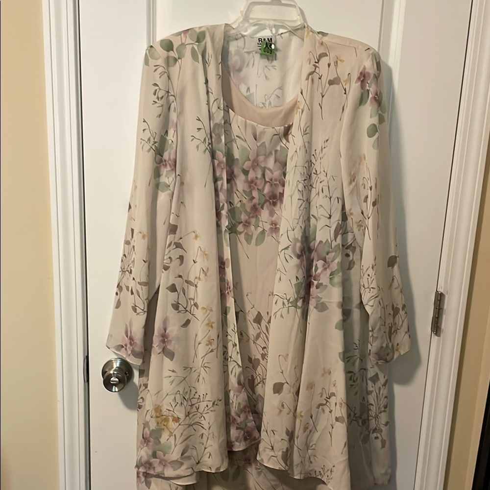 R & M Richards Floral Cream Dress Set